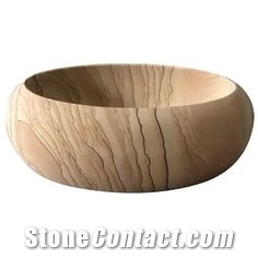 Natural Sandstone Vessel Sink,Brown Wash Basin