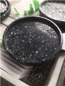 Stone Customized Honed Round Tray by Terrazzo