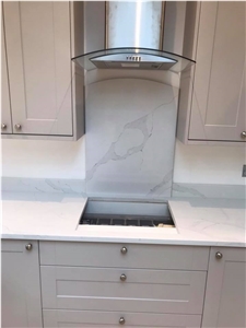White Calacatta Quartz Kitchen Countertop Interior