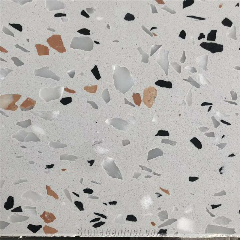 White Terrazzo Flooring Polished Kitchen Tiles