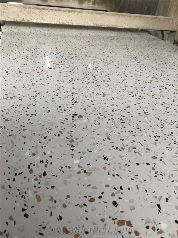 White Terrazzo Flooring Polished Kitchen Tiles