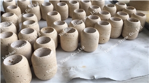 Beige Travertine/Marble Interior Lampe Base/Dome