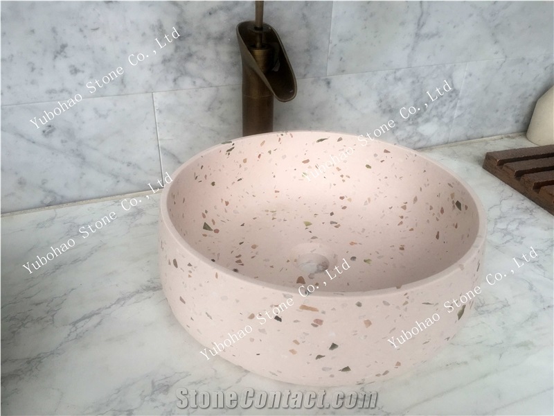 Popular Terrazzo Stone Basin/Sinks for Bathroom
