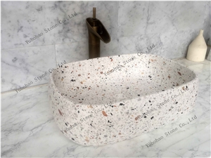 Popular Terrazzo Stone Basin/Sinks for Bathroom
