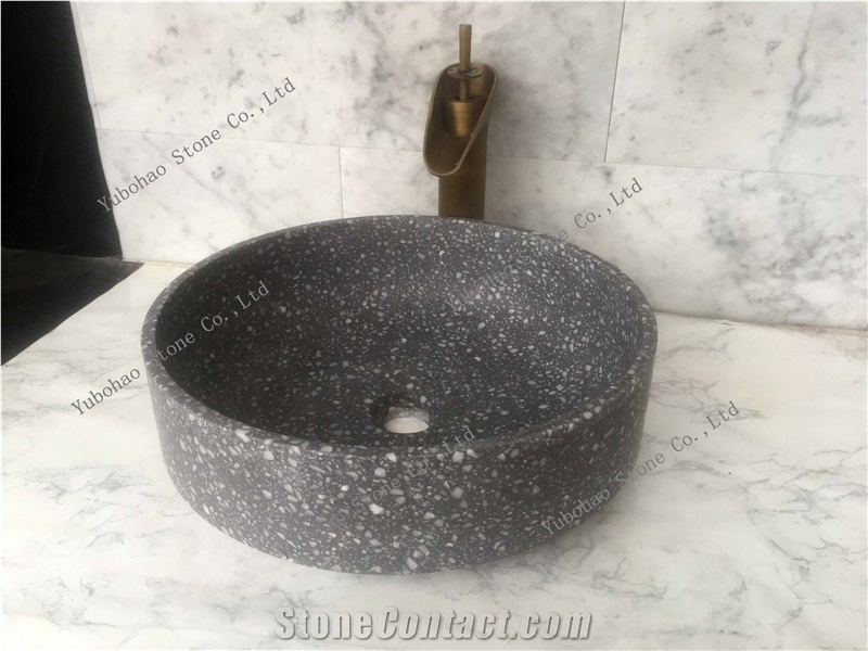 Popular Terrazzo Stone Basin/Sinks for Bathroom
