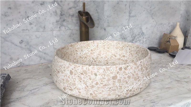 Yellow Terrazzo Stone Basin/Sink Of Home Decor