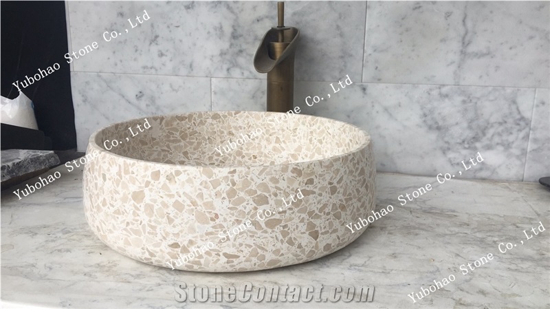 Yellow Terrazzo Stone Basin/Sink Of Home Decor