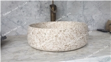 Yellow Terrazzo Stone Basin/Sink Of Home Decor