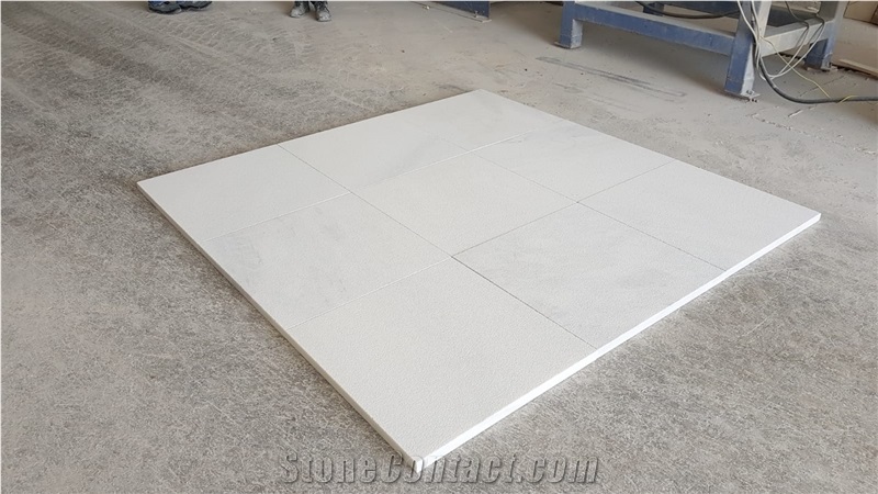 Sandblasted White Marble Tiles, Mugla White Marble