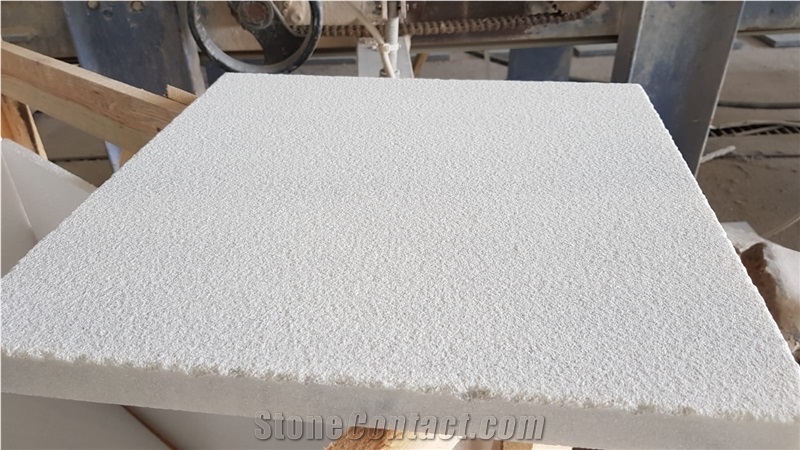 Sandblasted White Marble Tiles, Mugla White Marble