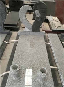 Granite Heart Shaped Engraved Angel Tombstone