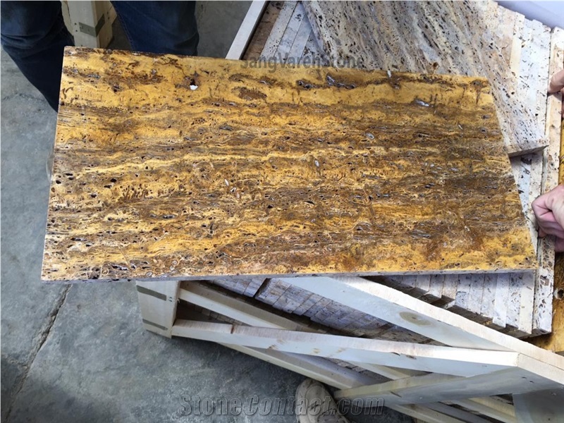 Yellow Travertine Tiles, Slabs