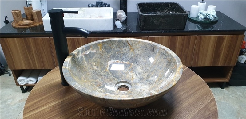 Stone Basin - Gold Marble - Bst72