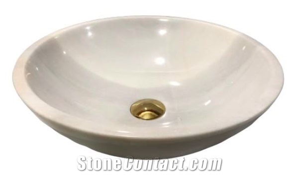Stone Basin - Milk White Marble - Bst90