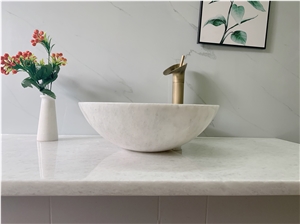 Stone Basin - Milk White Marble - Bst90