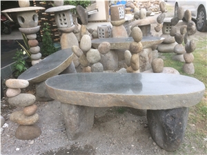 Stone Table Garden, Indonesia Grey Basalt Garden Table Set