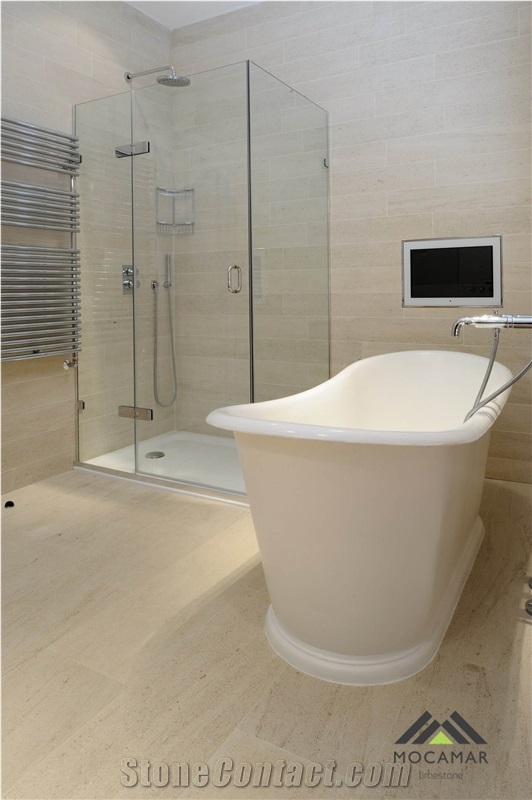 Moca Cream Gross Vein-Cut Limestone Slabs & Tiles