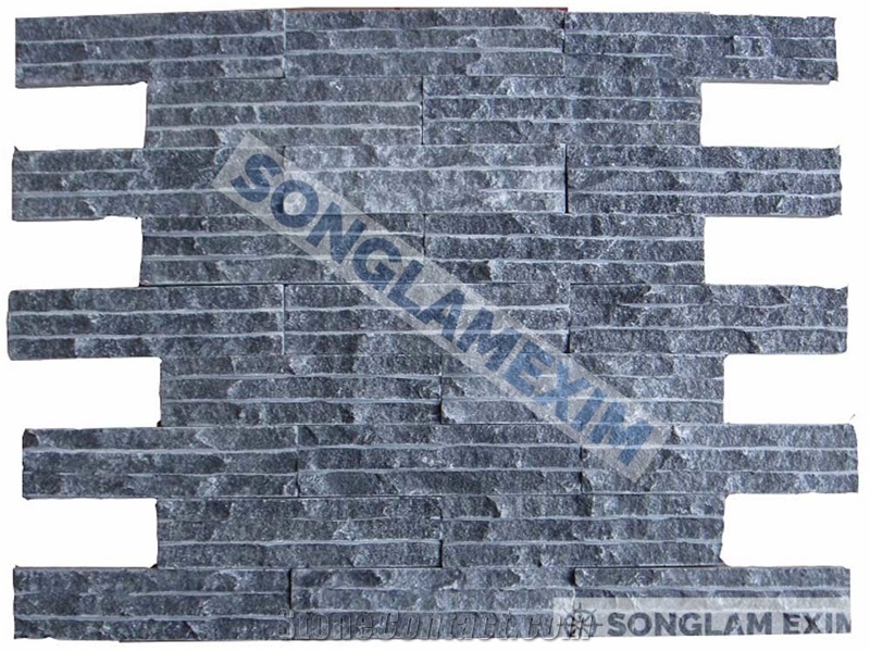 Black Crystal Line Chiseled Cladding Stone