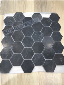 Honed Bluestone Hexagon Mosaic Honed Bluestone Hexagon Mosaic