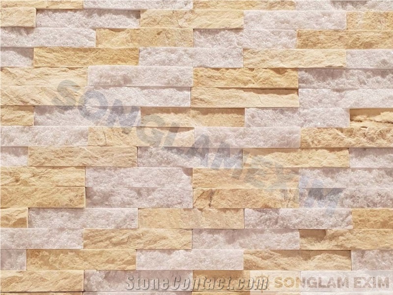 Mix Yellow and White Marble Wall Panel Stone