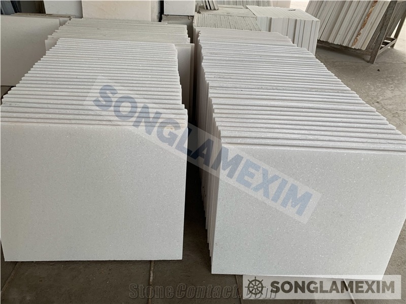 Premium White Crystal Marble Sanded Tiles