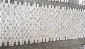 White Crystal Marble Wave Panel 5 Lines Ledge Stone