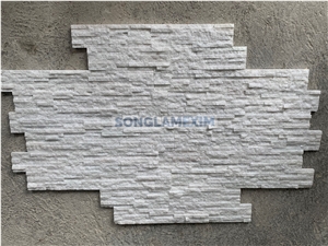 White Marble Glued Z Shape Wall Panel - 12 Lines