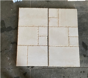 Chiseled Edge, Tumbled Limestone French Pattern, Floor Tiles