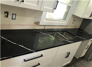 Black Calacatta Quartz Kitchen Countertop