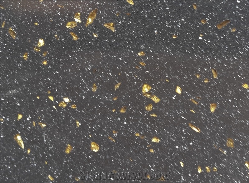 Black Gold Galaxy Quartz Stone Slab
