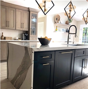 Designer Calacatta Quartz Stone Kitchen Top Designer Calacatta Quartz Stone Kitchen Top