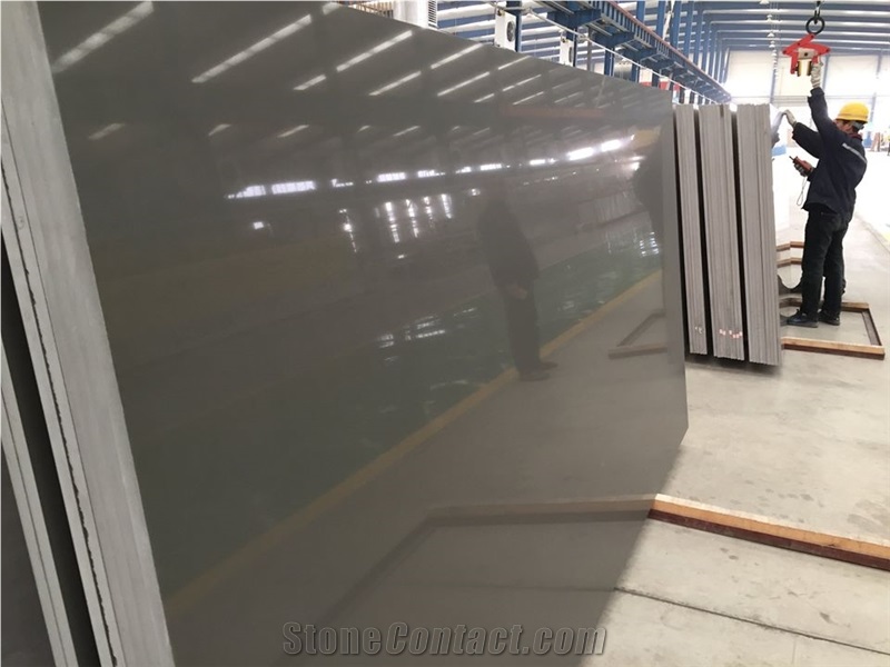 Grey Pure Solid Quartz Slab