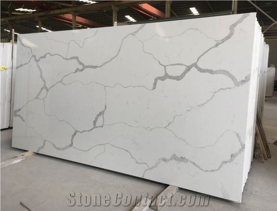 Pearl White Calacatta Quartz Slabs