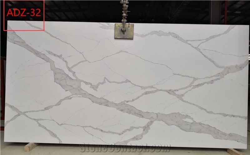 Polished Calacatta Trento Quartz Slabs