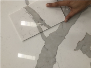 Polished Calacatta Trento Quartz Slabs
