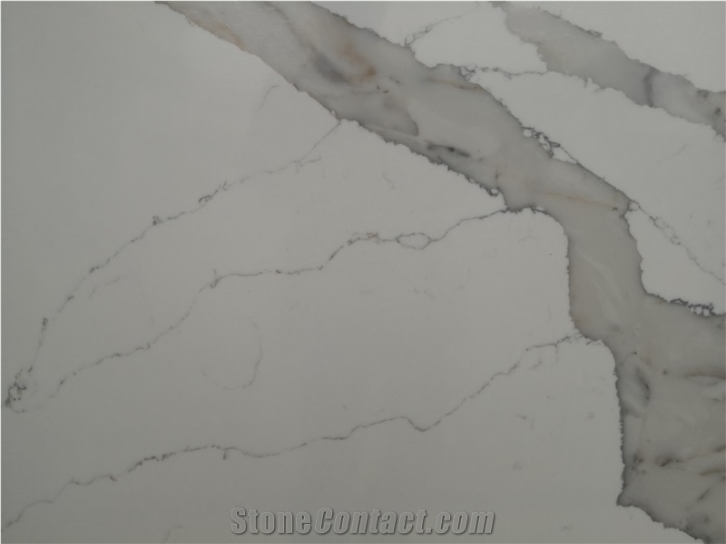 Polished Calacatta Trento Quartz Slabs