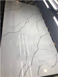 Semi White Calacatta Laza Quartz Stone Slabs