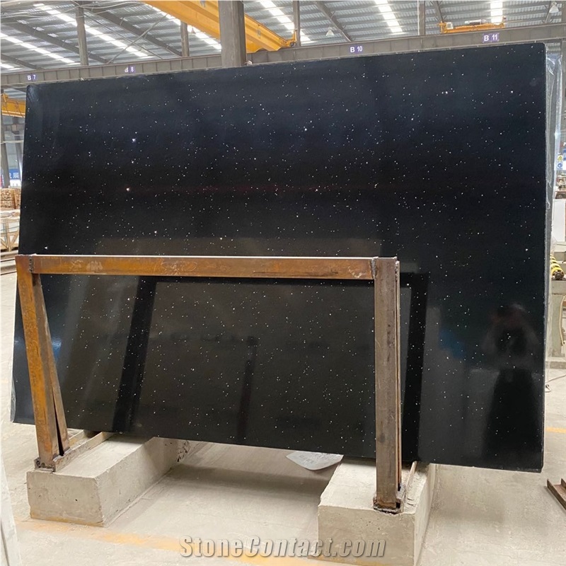 Black Crystal Engineered Marble Slabs for Vanity Top
