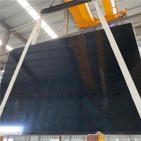Black Crystal Engineered Marble Slabs for Vanity Top