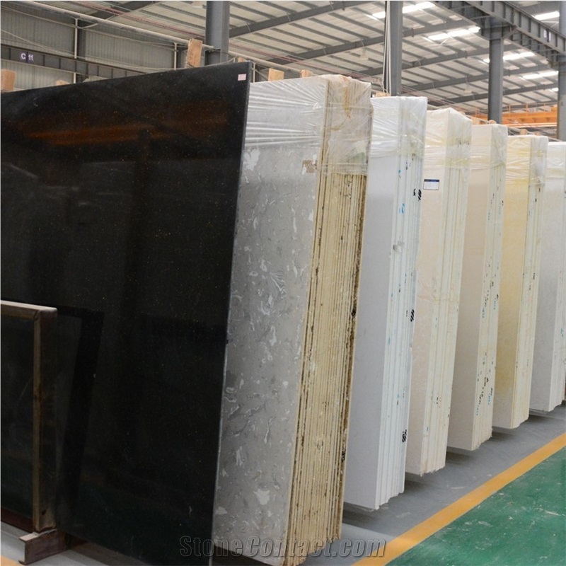 Black Crystal Engineered Marble Slabs for Vanity Top
