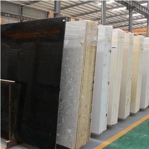 Black Crystal Engineered Marble Slabs for Vanity Top