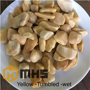 Yellow Tumbled Pebble Stone for Landscape Decor