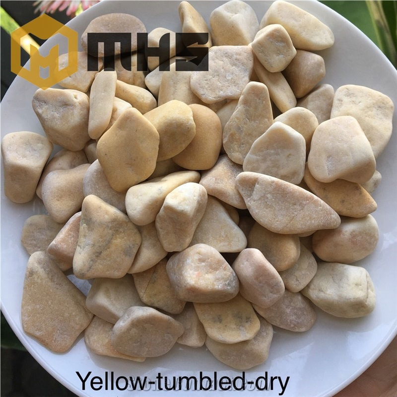 Yellow Tumbled Pebble Stone for Landscape Decor