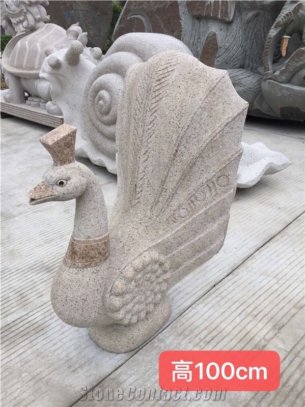 Animal Statues Peacock Stone Carving Outdoors