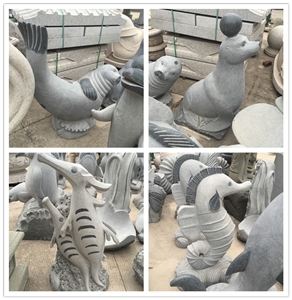 Animal Statues Peacock Stone Carving Outdoors