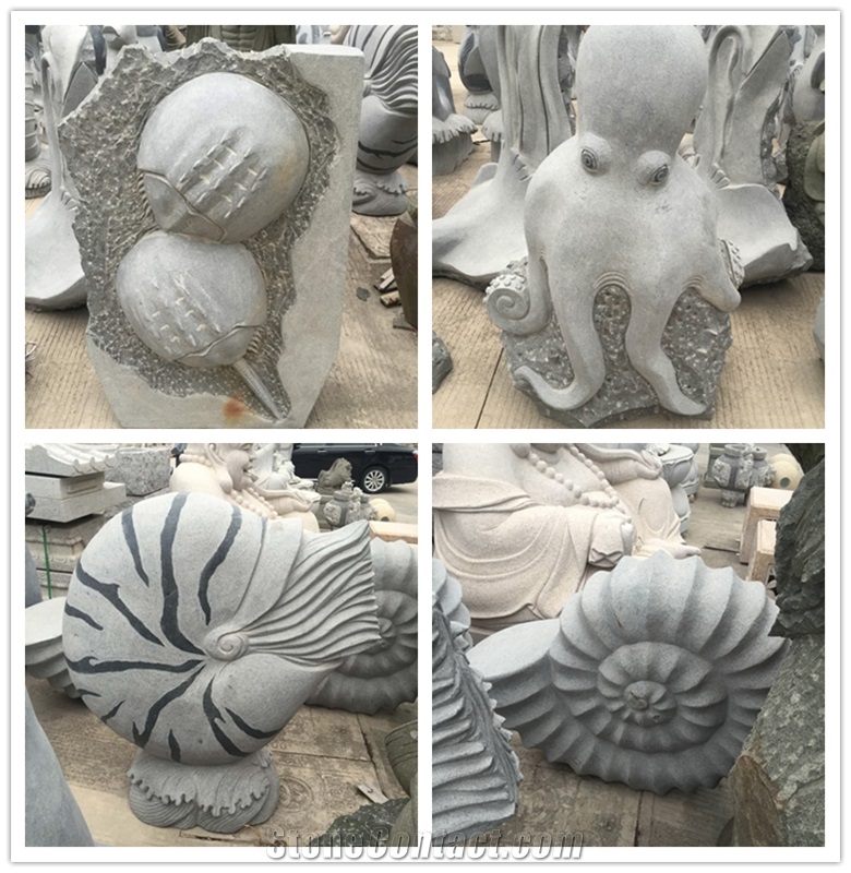 Animal Statues Peacock Stone Carving Outdoors
