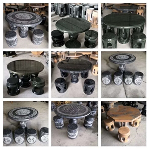 Balcony Round Tea Table Bench Natural Stone Chair Balcony Round Tea Table Bench Natural Stone Chair