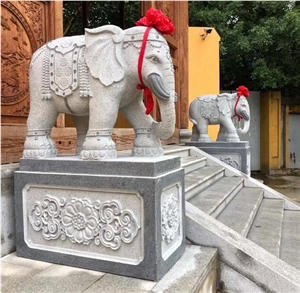 G654 Black Granite Elephant Animal Sculptures 1.5m