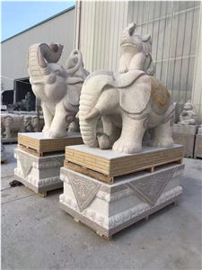 Hotel Stone Gold Plating Elephant Animal Carving