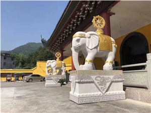 Hotel Stone Gold Plating Elephant Animal Carving